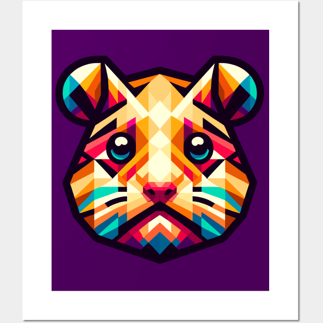 Geometric Hamster Portrait: Colorful Polygon Art Wall Art by AmandaOlsenDesigns